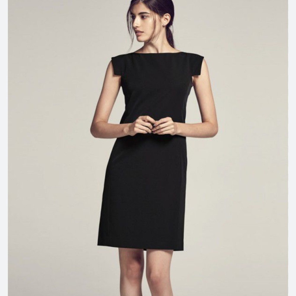 MM Lafleur Sarah Black Cap Sleeve Shift Dress Size 12
